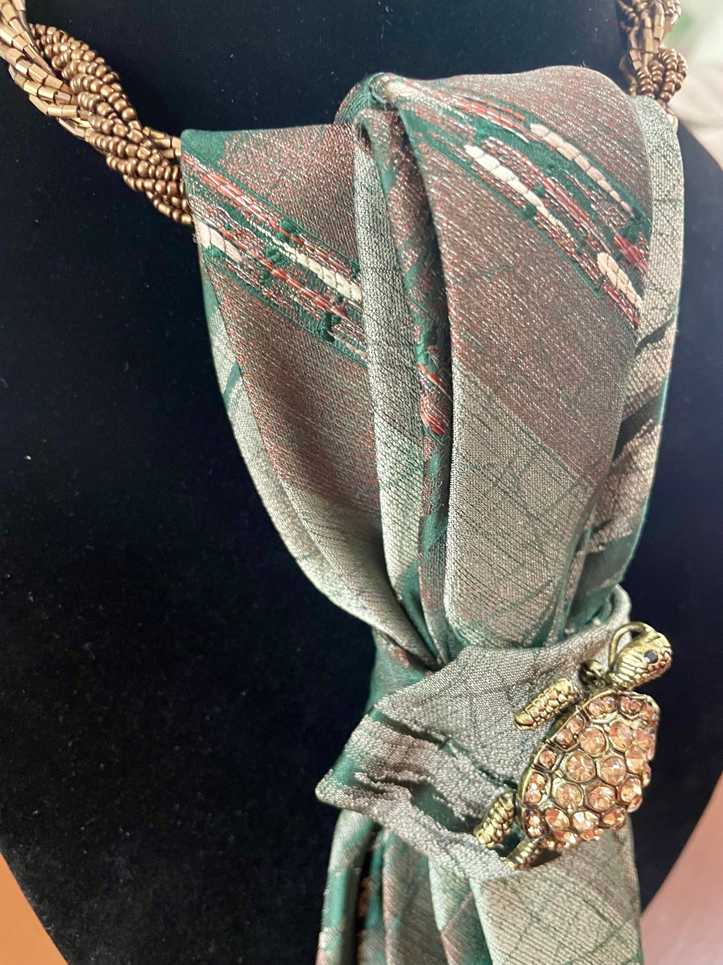 Glitzy Turtle Necktie Necklace