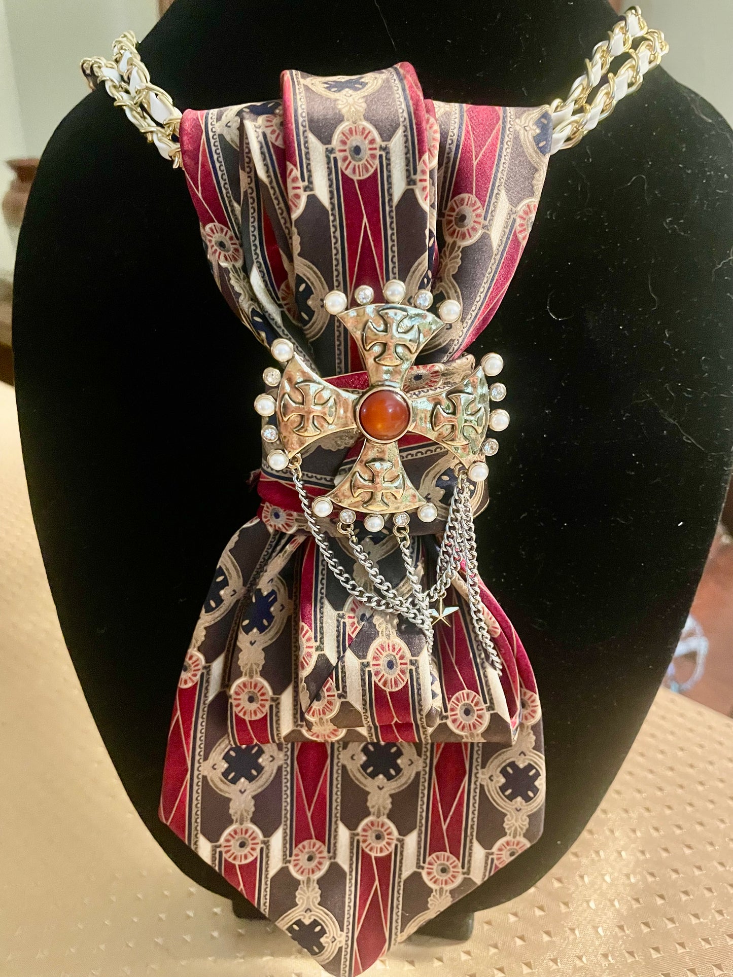 Etienne Aigner Upcycled Statement Necktie Necklace