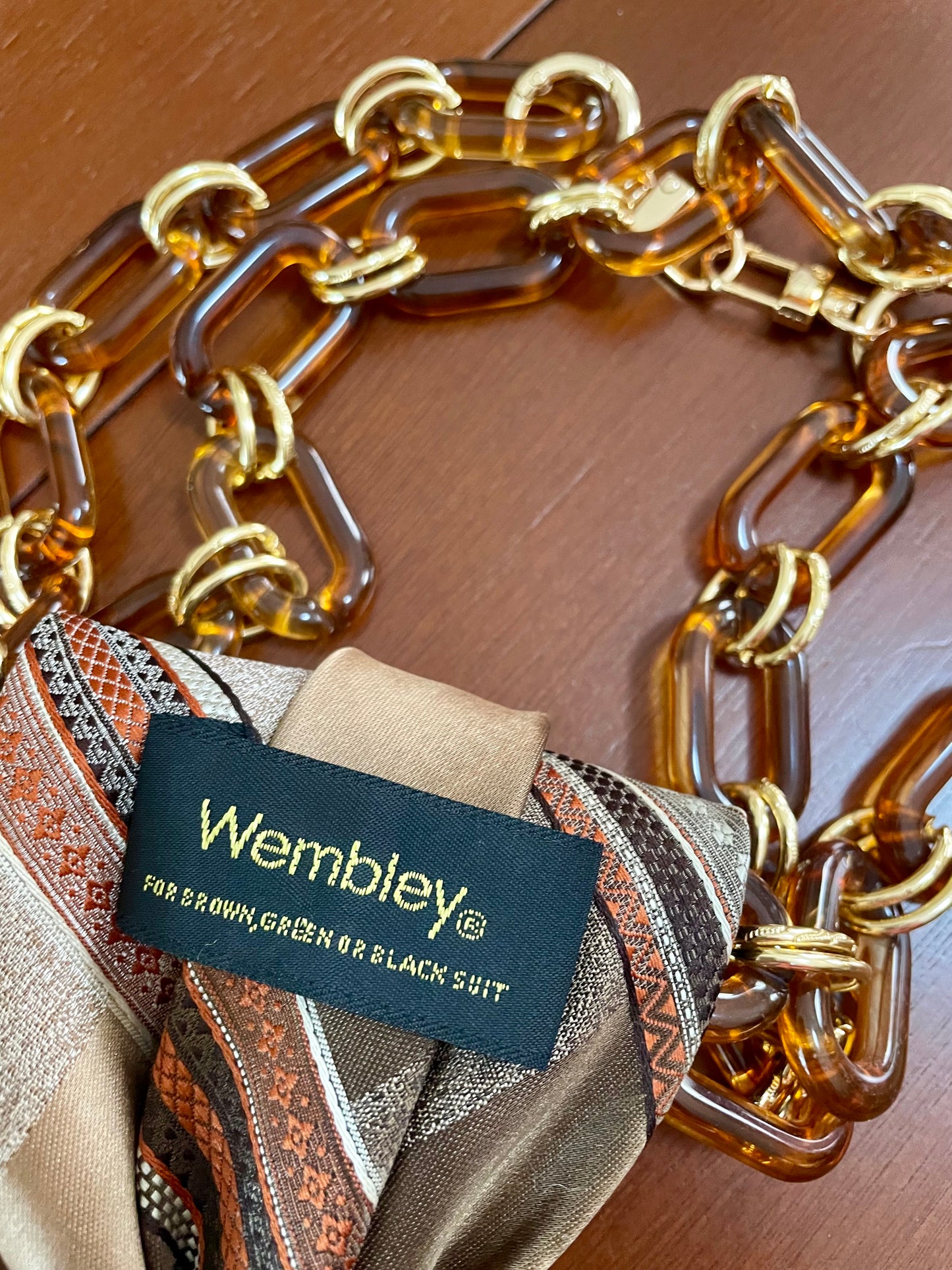 Brown Wembley Vintage Necktie Necklace
