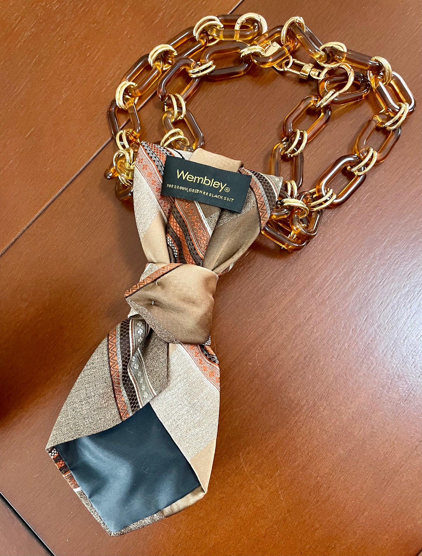 Brown Wembley Vintage Necktie Necklace