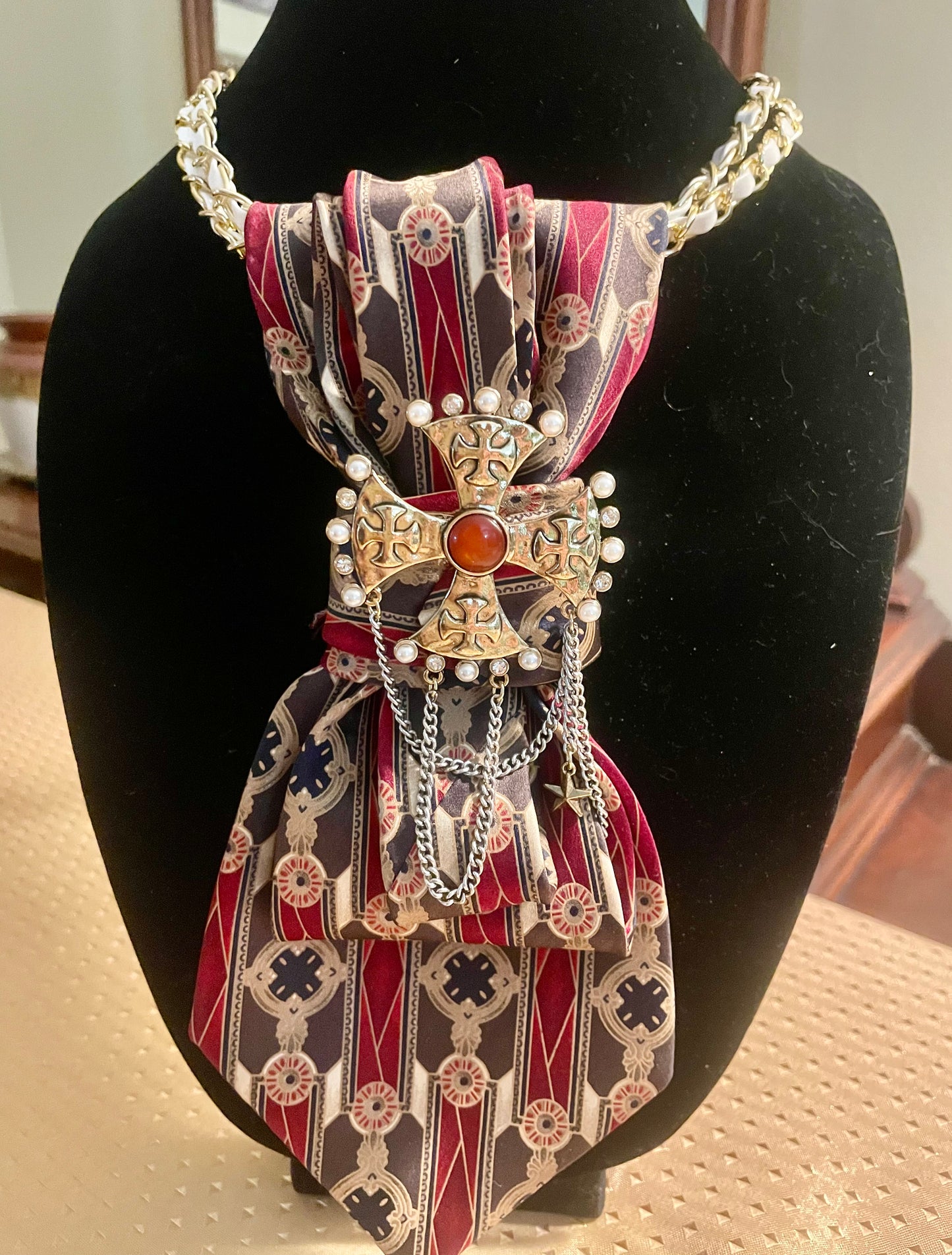 Etienne Aigner Upcycled Statement Necktie Necklace