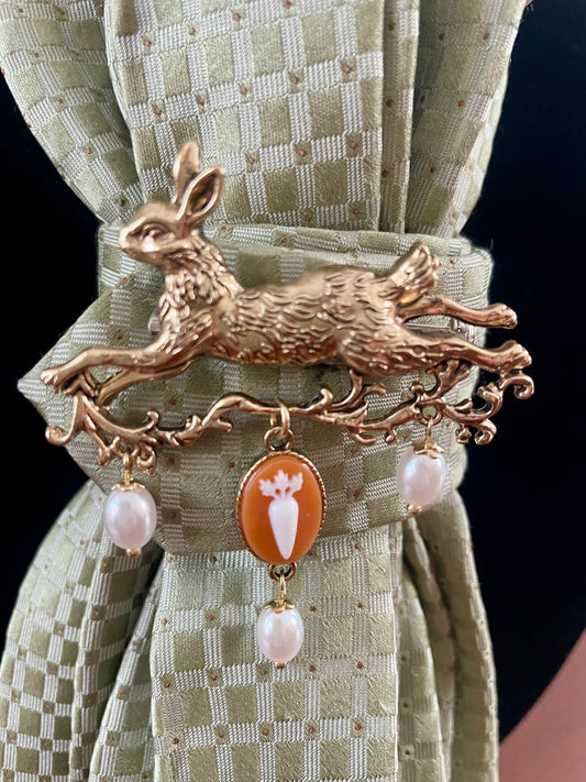 Bunny Brooch Necktie Necklace