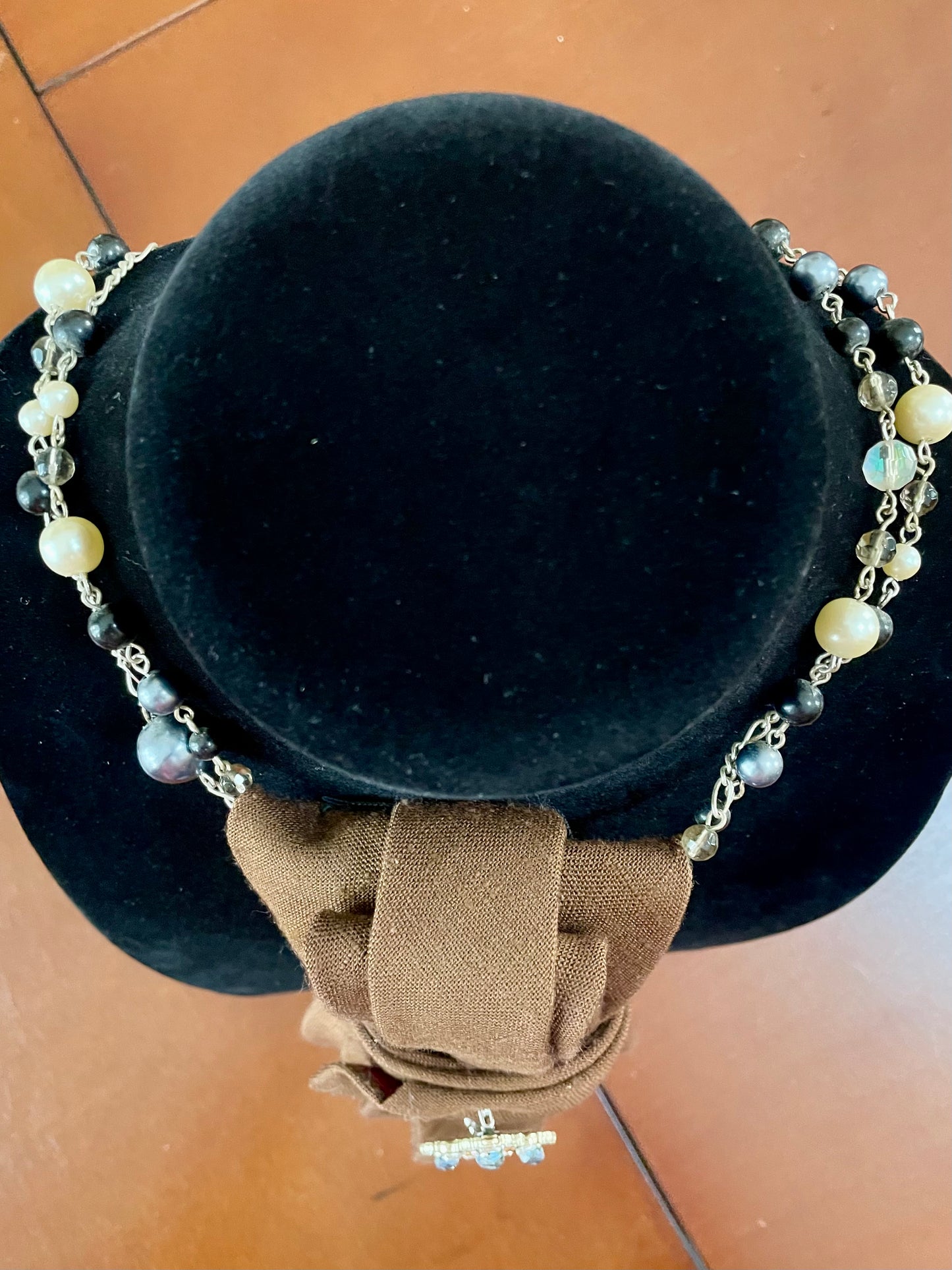 Grey & Brown Beauty Necktie Necklace