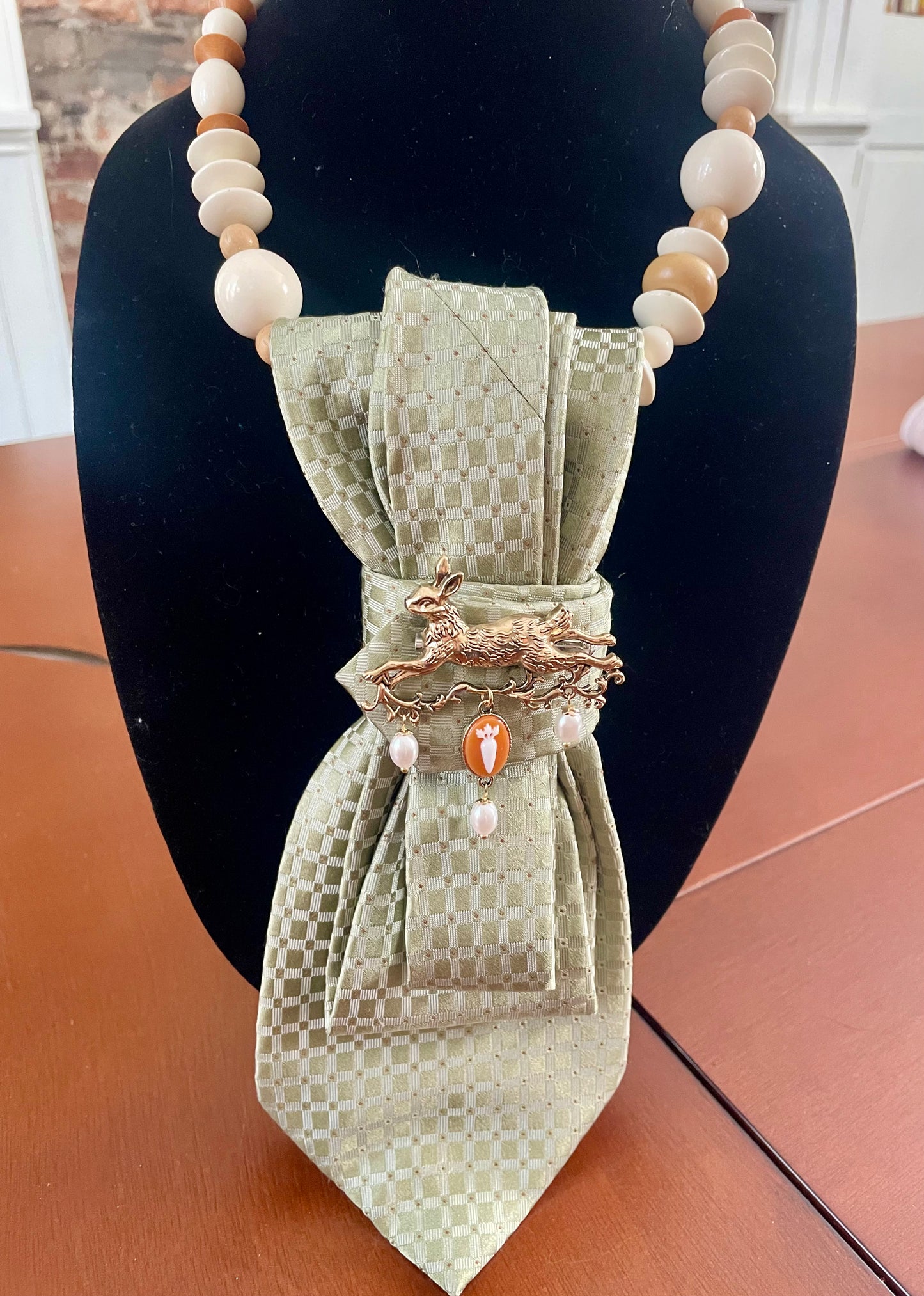 Bunny Brooch Necktie Necklace