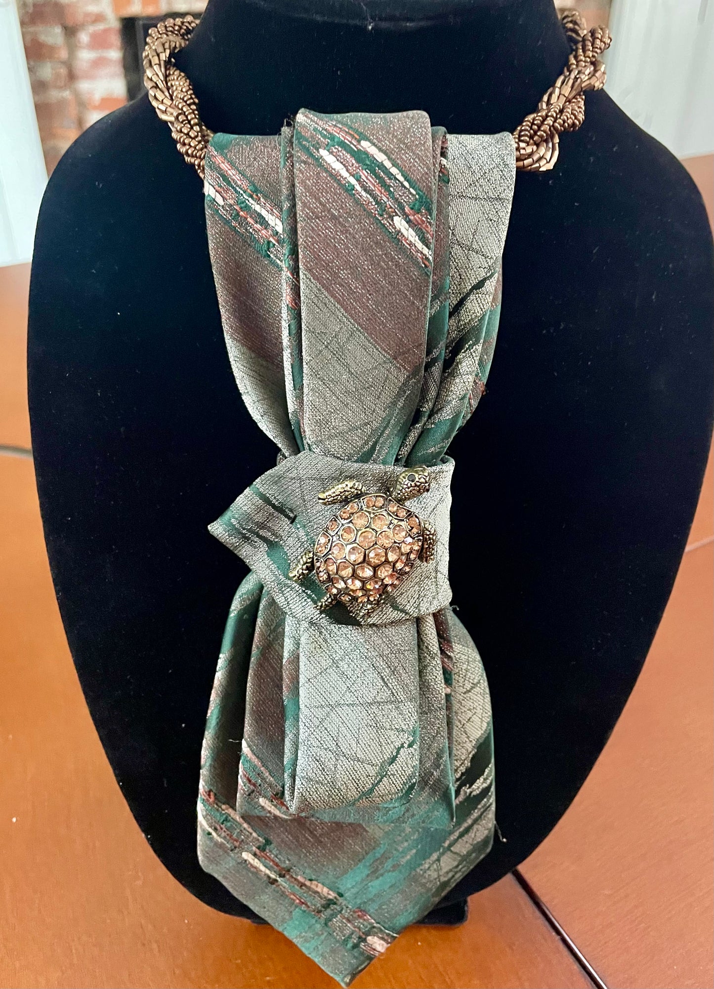 Glitzy Turtle Necktie Necklace