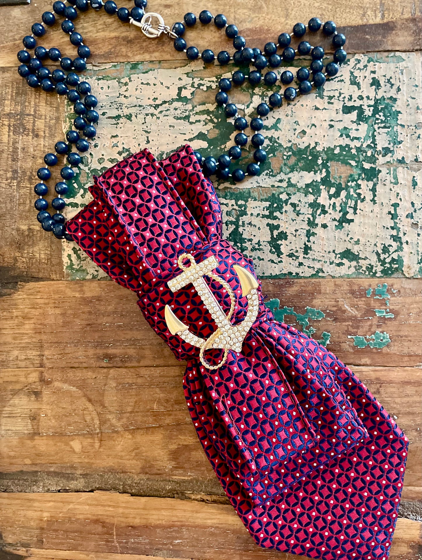 “Anchors Away” Patriotic Necktie Necklace