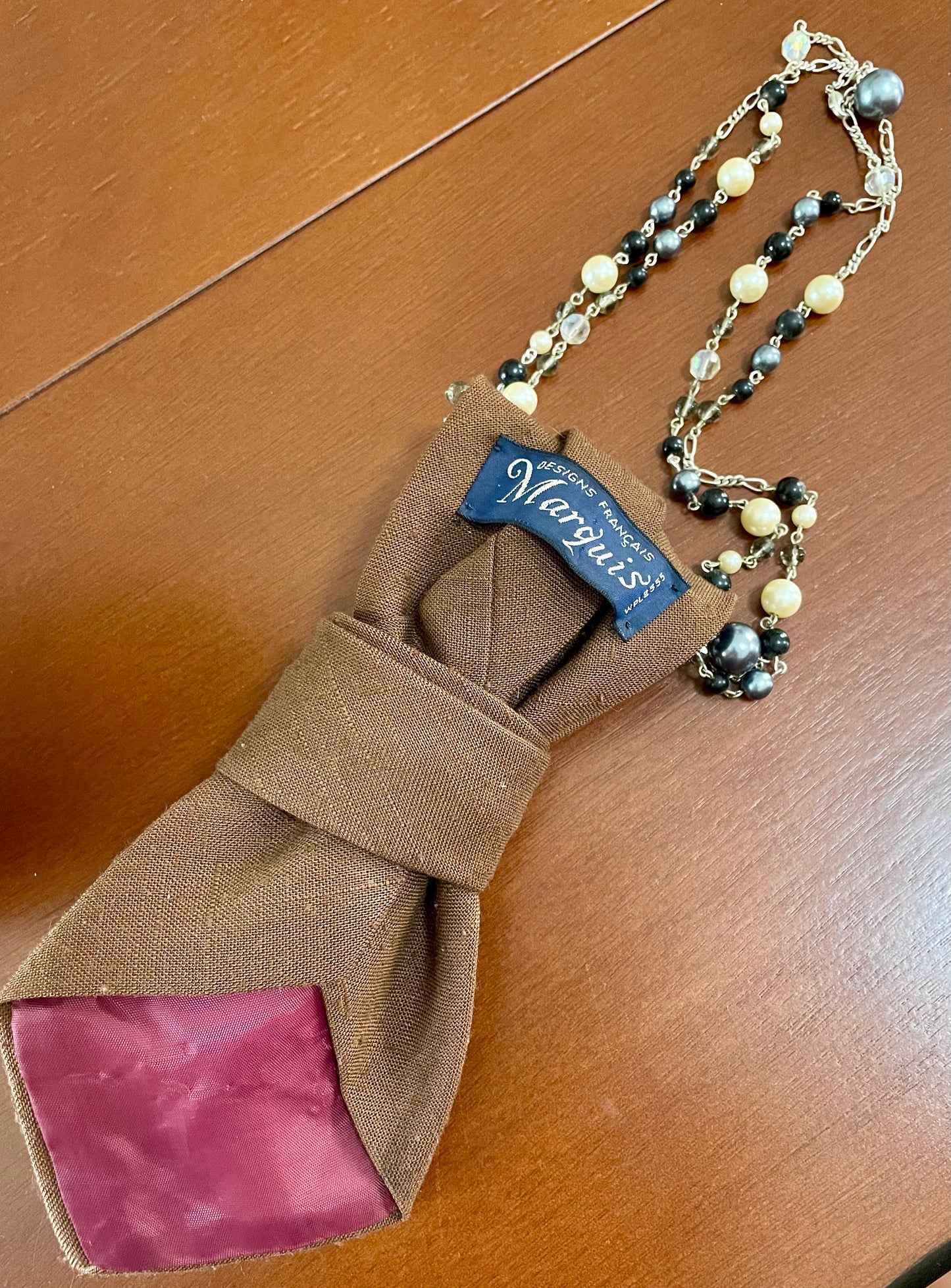 Grey & Brown Beauty Necktie Necklace