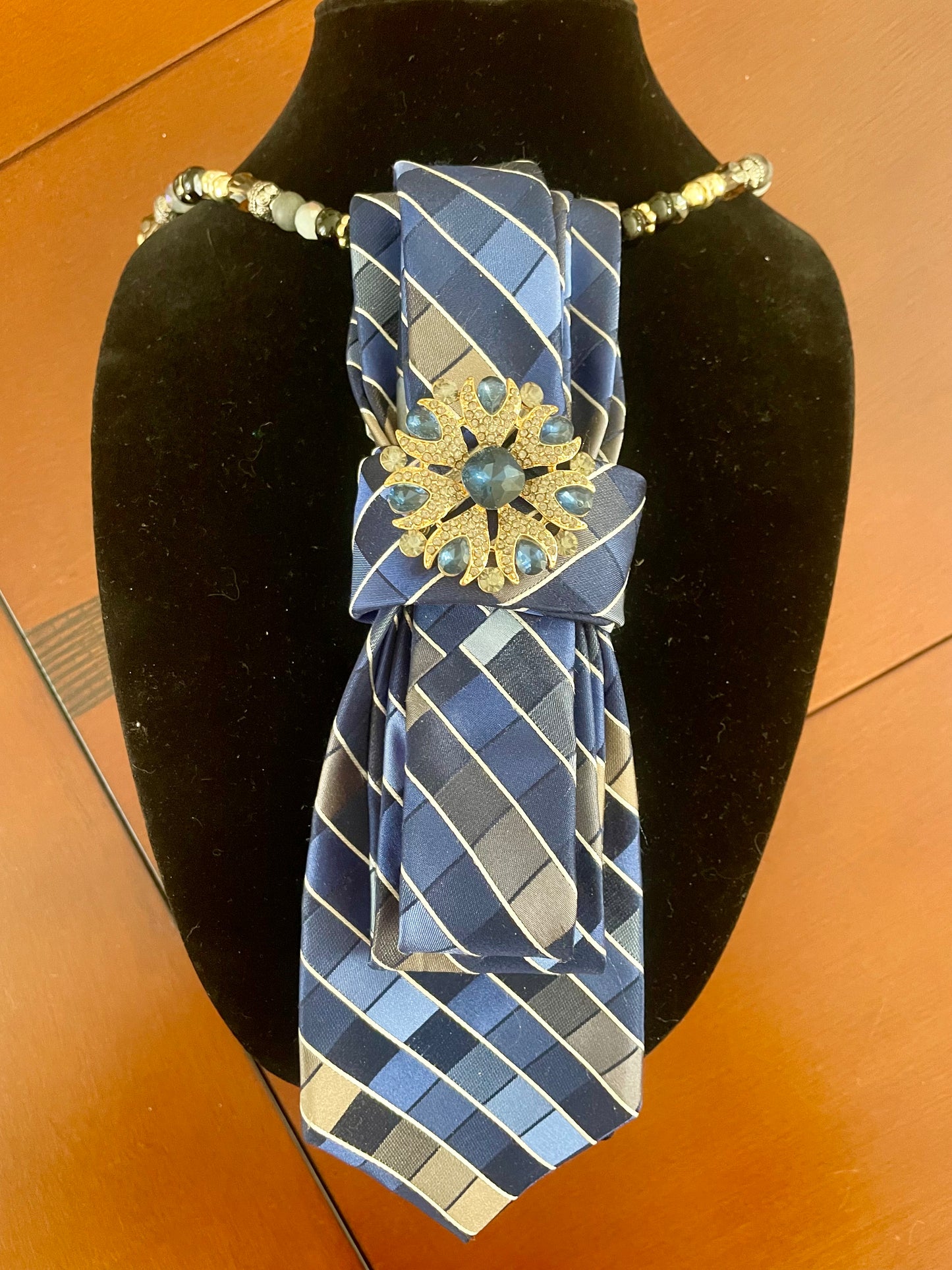 Striped Blue Beauty! Necktie Necklace