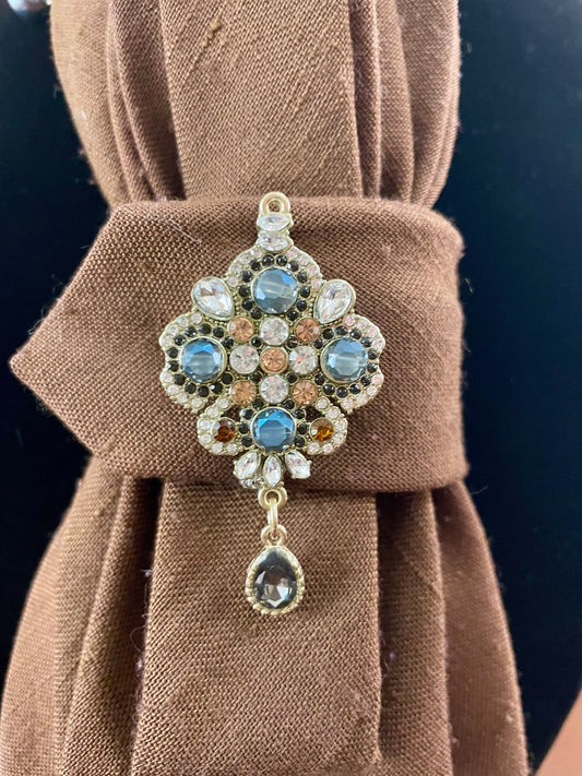 Grey & Brown Beauty Necktie Necklace