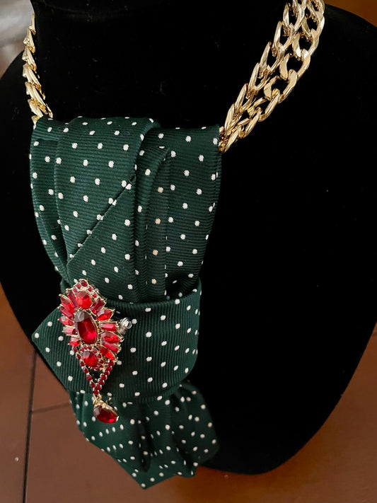 Traditional Glitzy Christmas Necktie Necklace