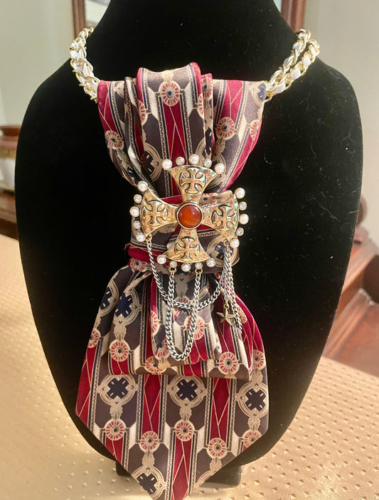 Etienne Aigner Upcycled Statement Necktie Necklace