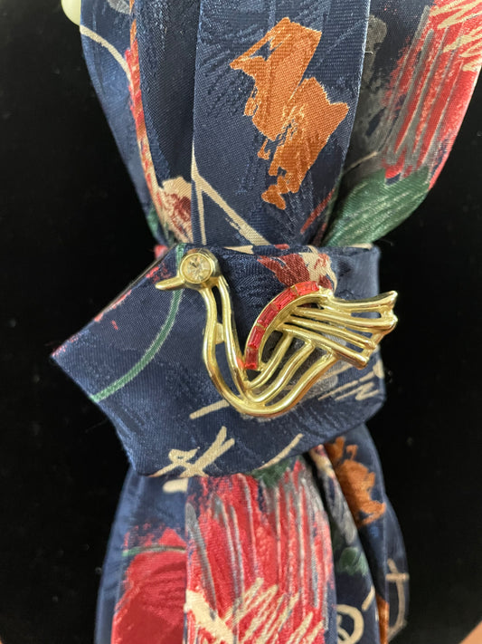 Triple Vintage Swan Necktie Necklace