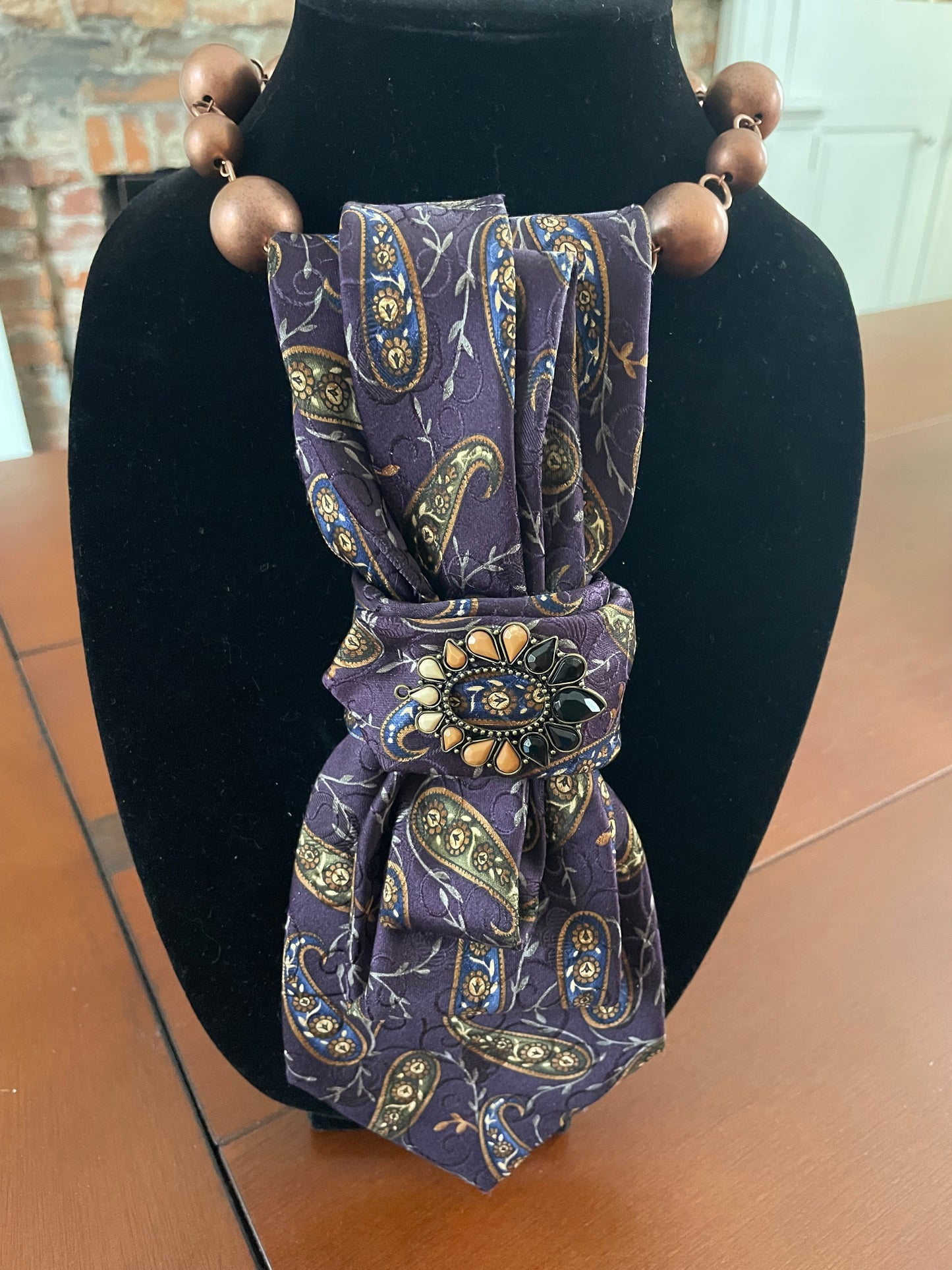 Purple Paisley Pop Necktie Necklace
