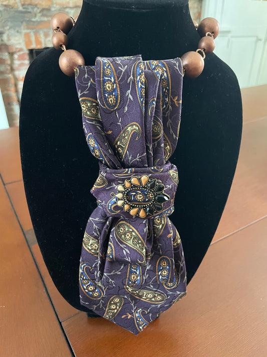 Purple Paisley Pop Necktie Necklace