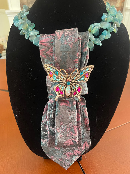 Brilliant Retro Butterfly Necktie Necklace