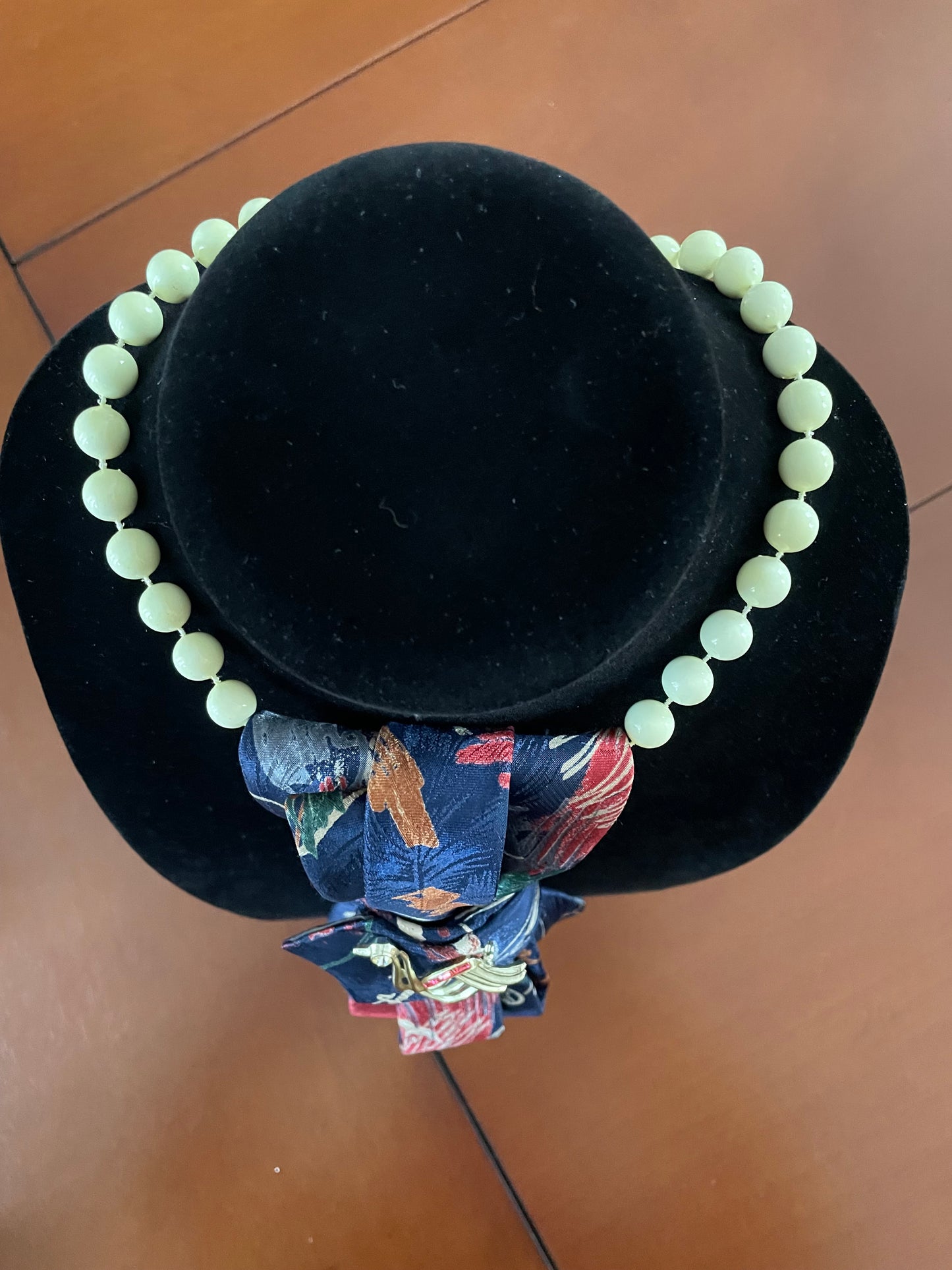 Triple Vintage Swan Necktie Necklace