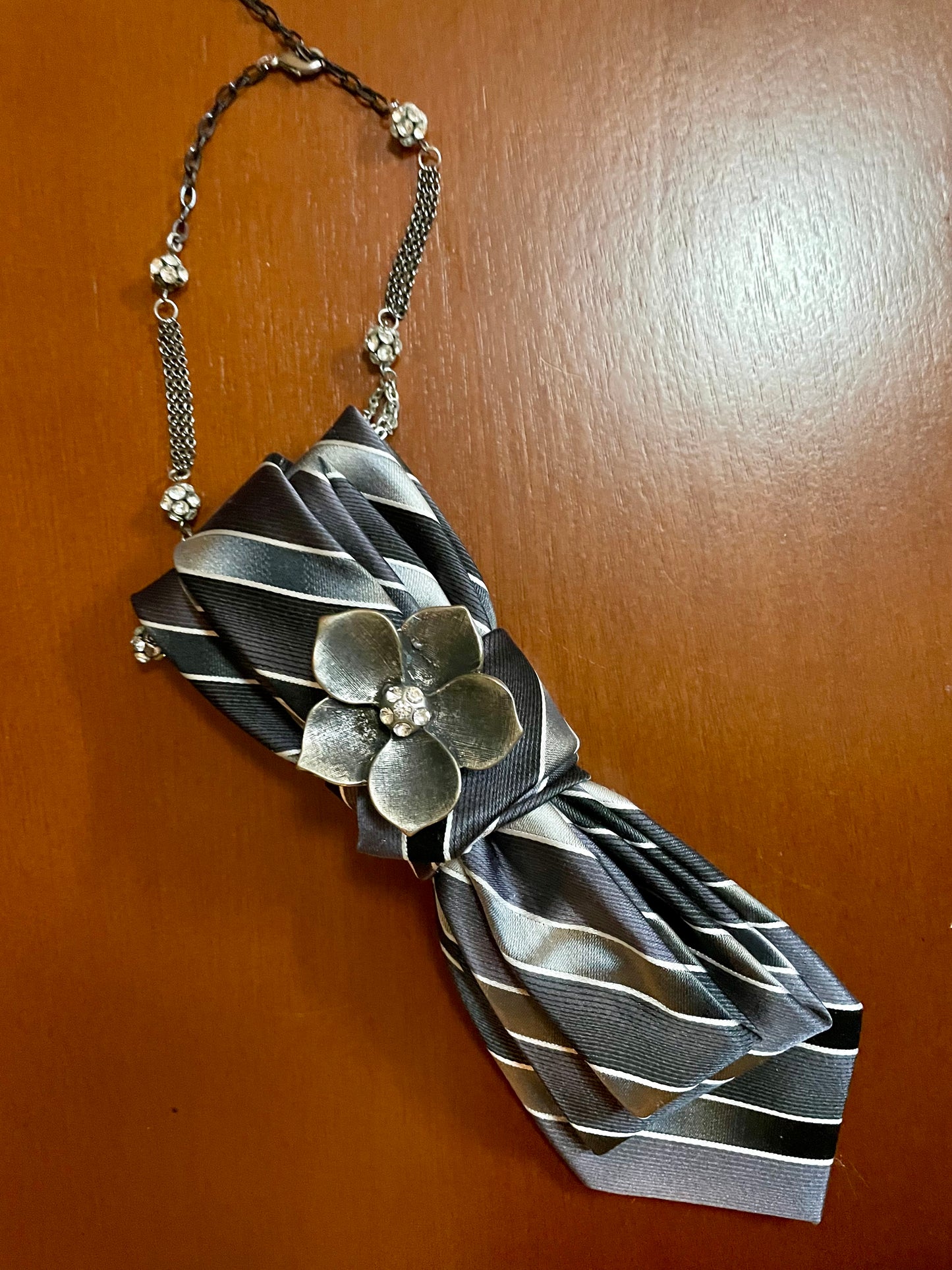 Grey Skies Windy Days Necktie Necklace