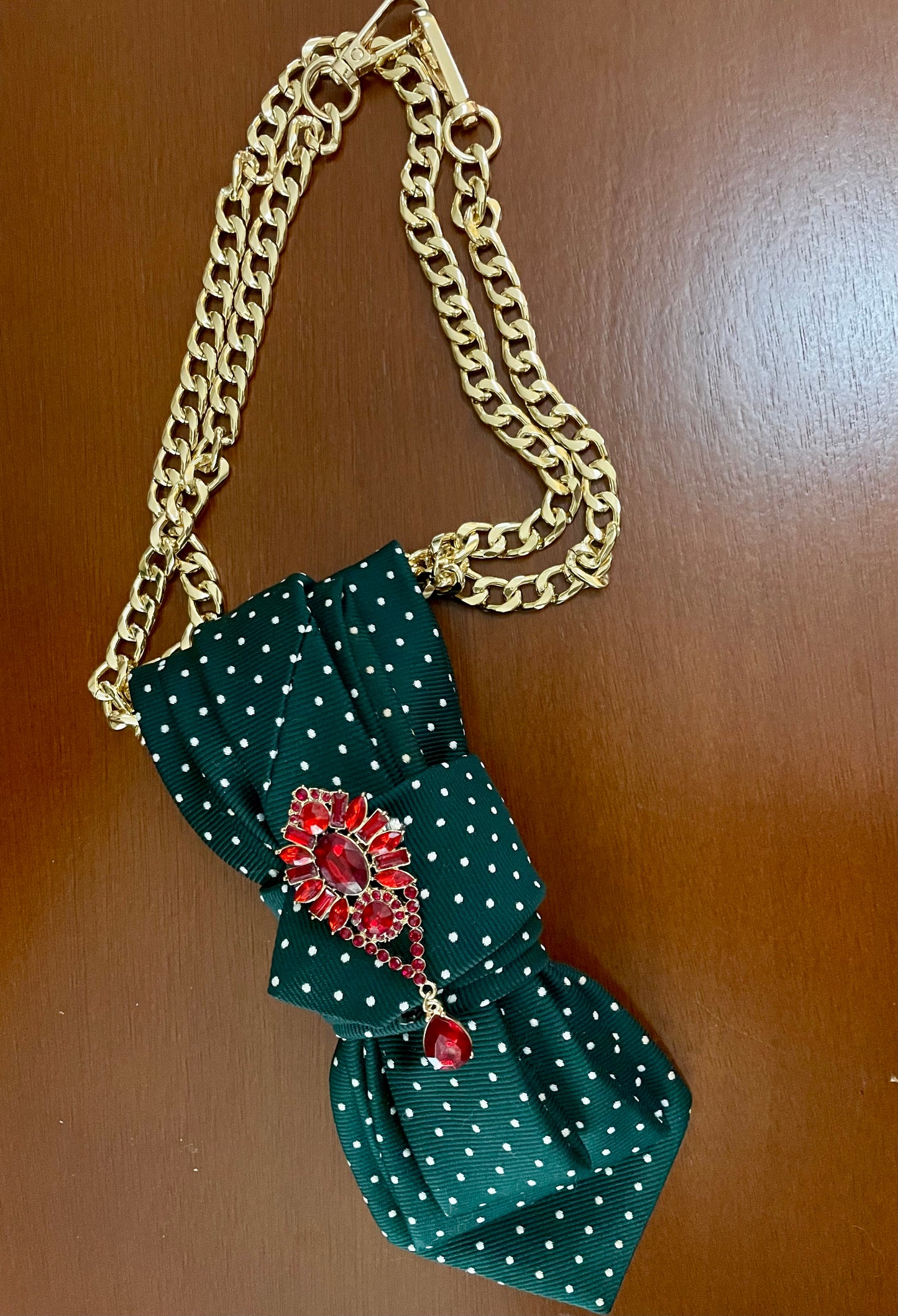Traditional Glitzy Christmas Necktie Necklace