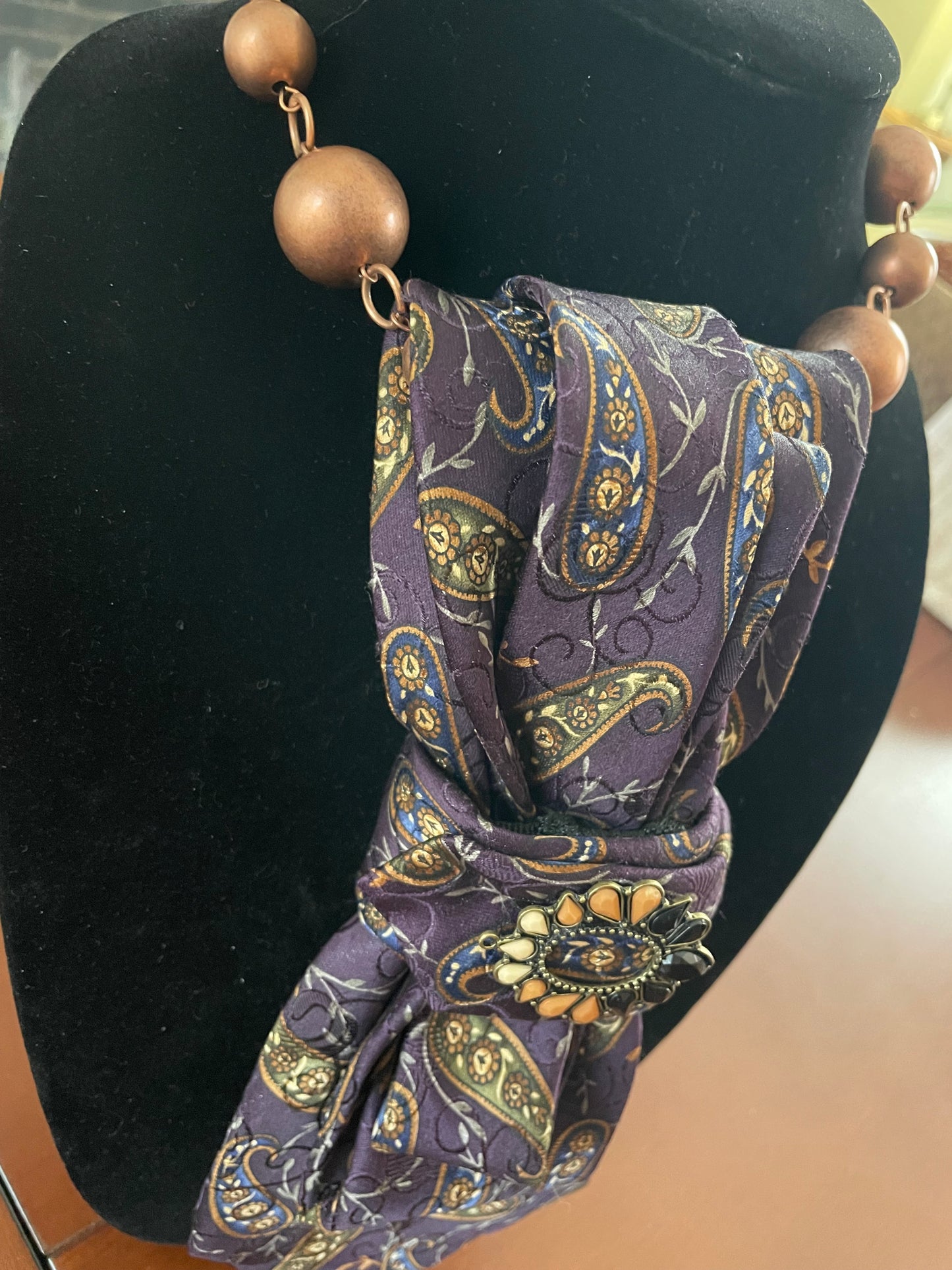 Purple Paisley Pop Necktie Necklace