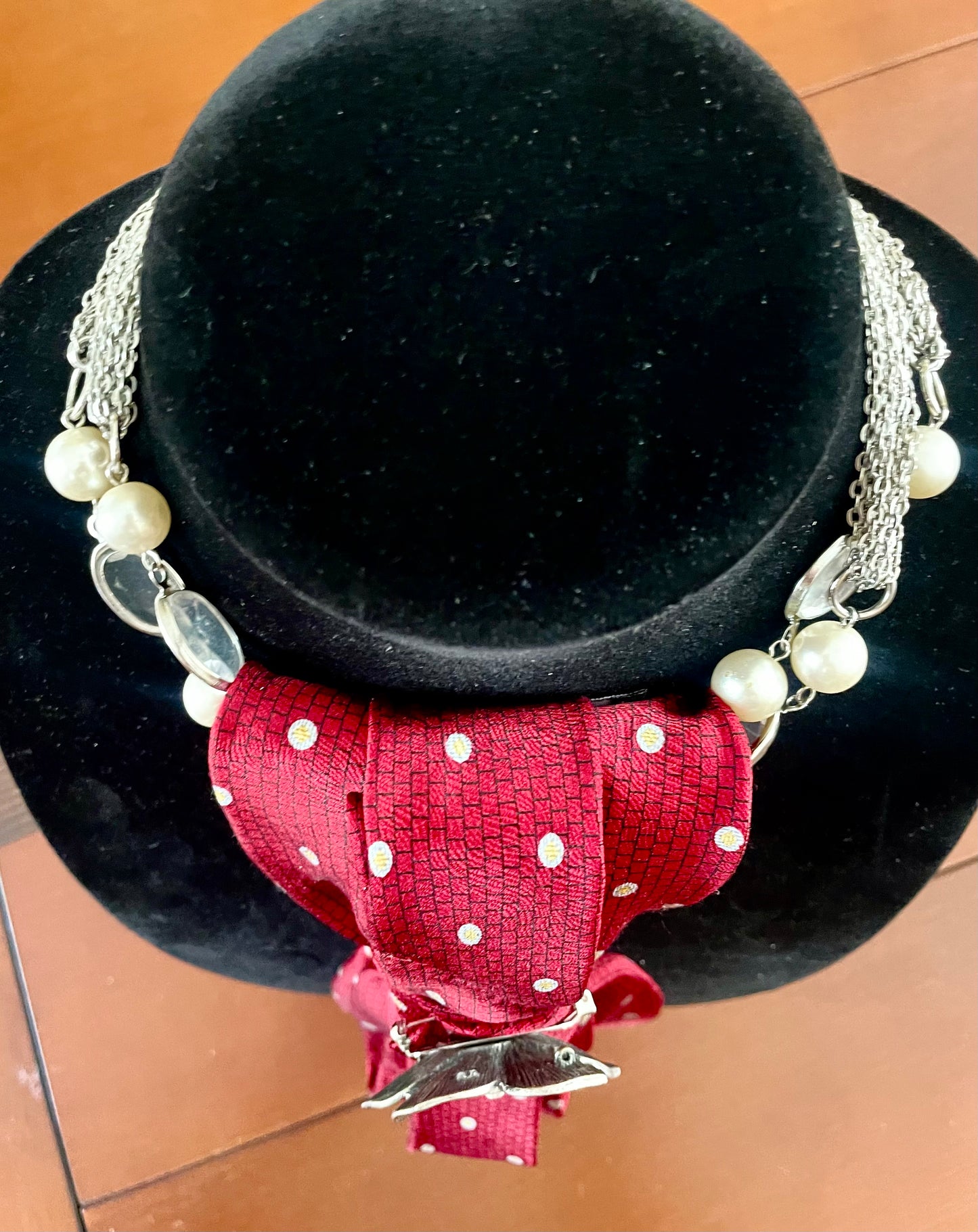 Cherry Red Blossom Necktie Necklace