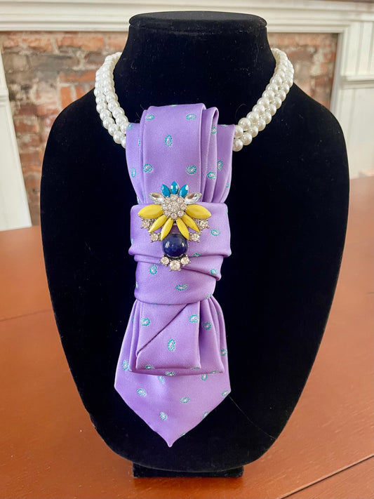 Preppy Purple Pop Necktie Necklace