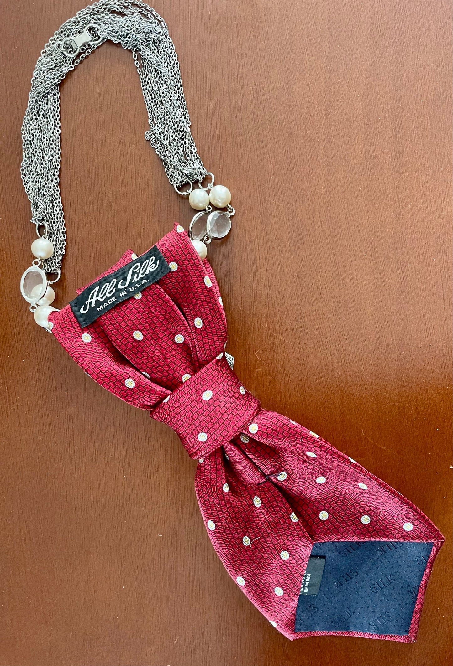 Cherry Red Blossom Necktie Necklace