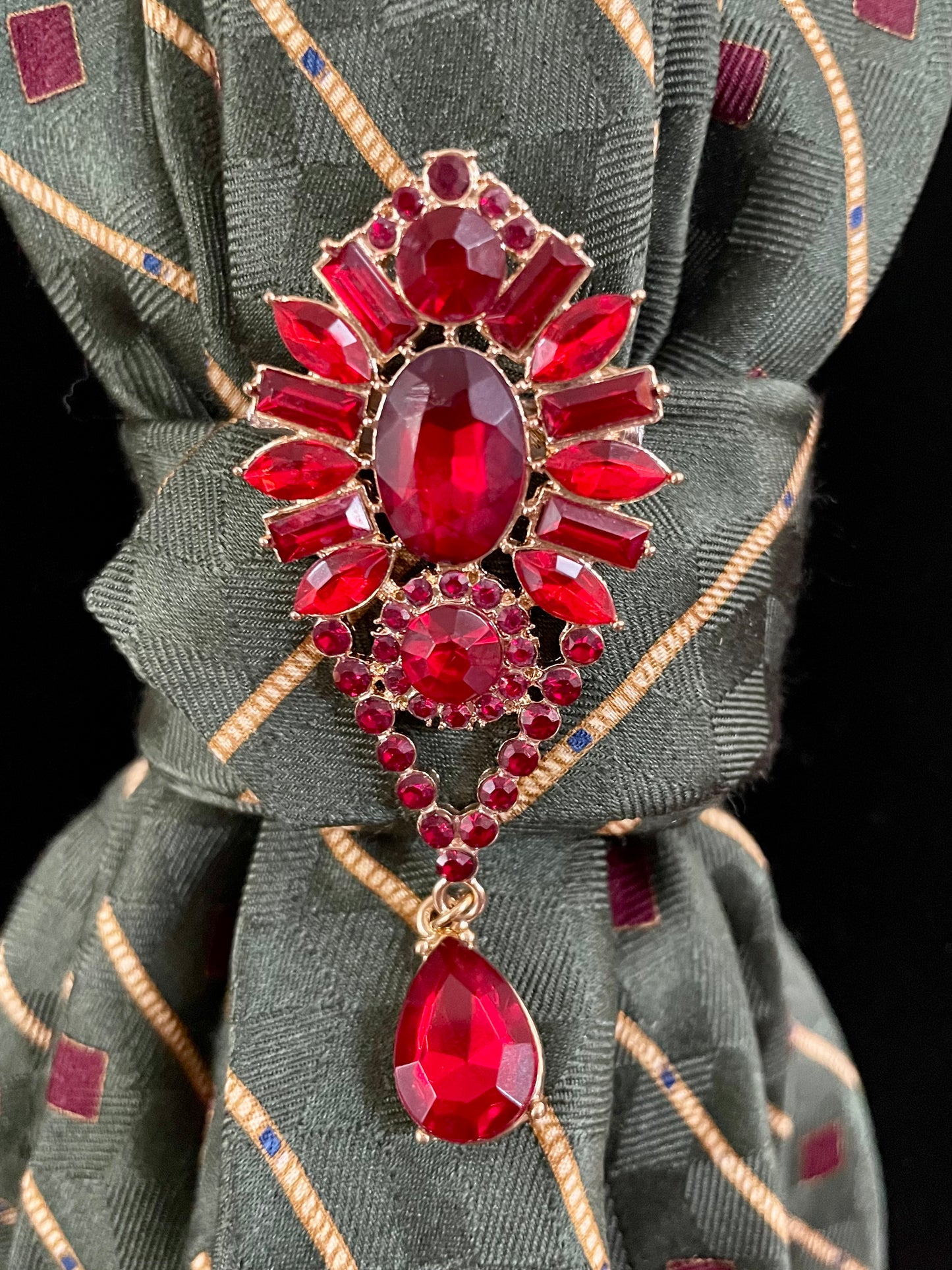 Jeweled Preppy Holiday Necktie Necklace