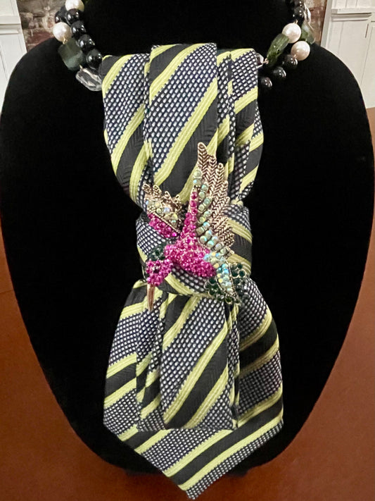 Brilliant Hummingbird Necktie Necklace
