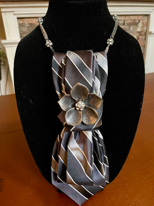 Grey Skies Windy Days Necktie Necklace