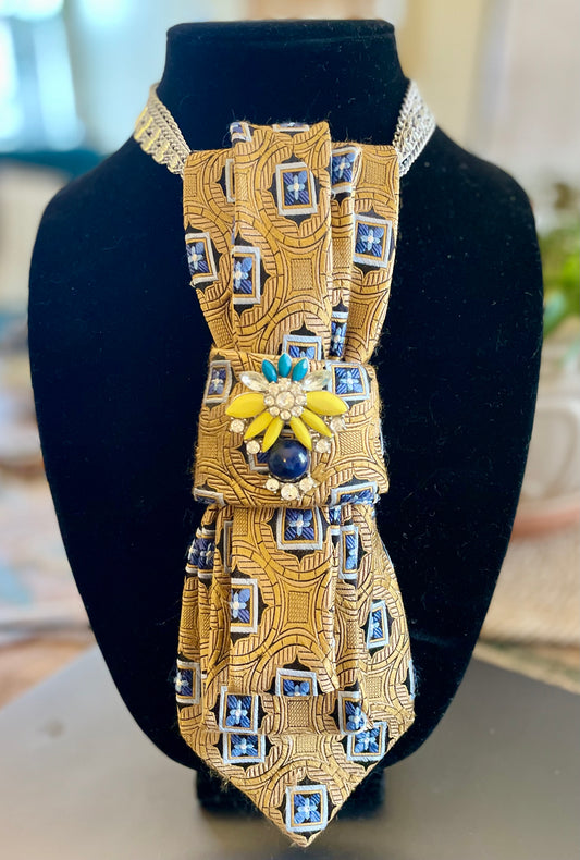 Geometric Gem Necktie Necklace