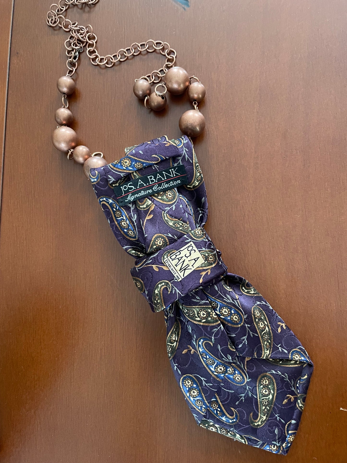 Purple Paisley Pop Necktie Necklace