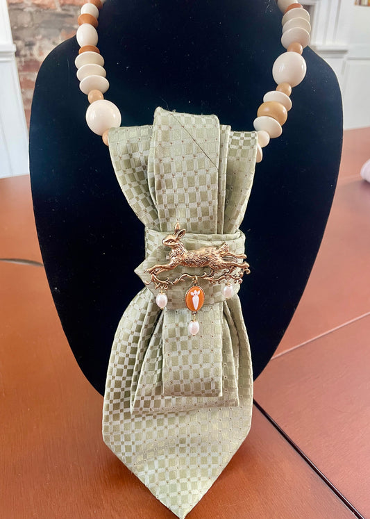 Bunny Brooch Necktie Necklace