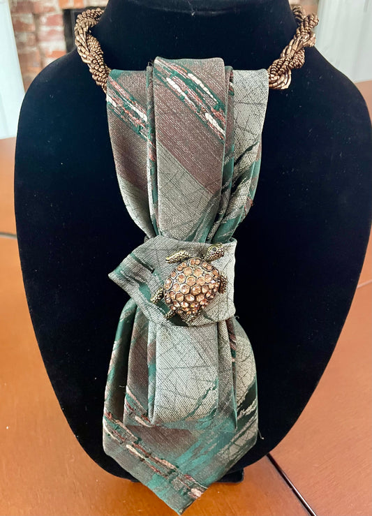 Glitzy Turtle Necktie Necklace