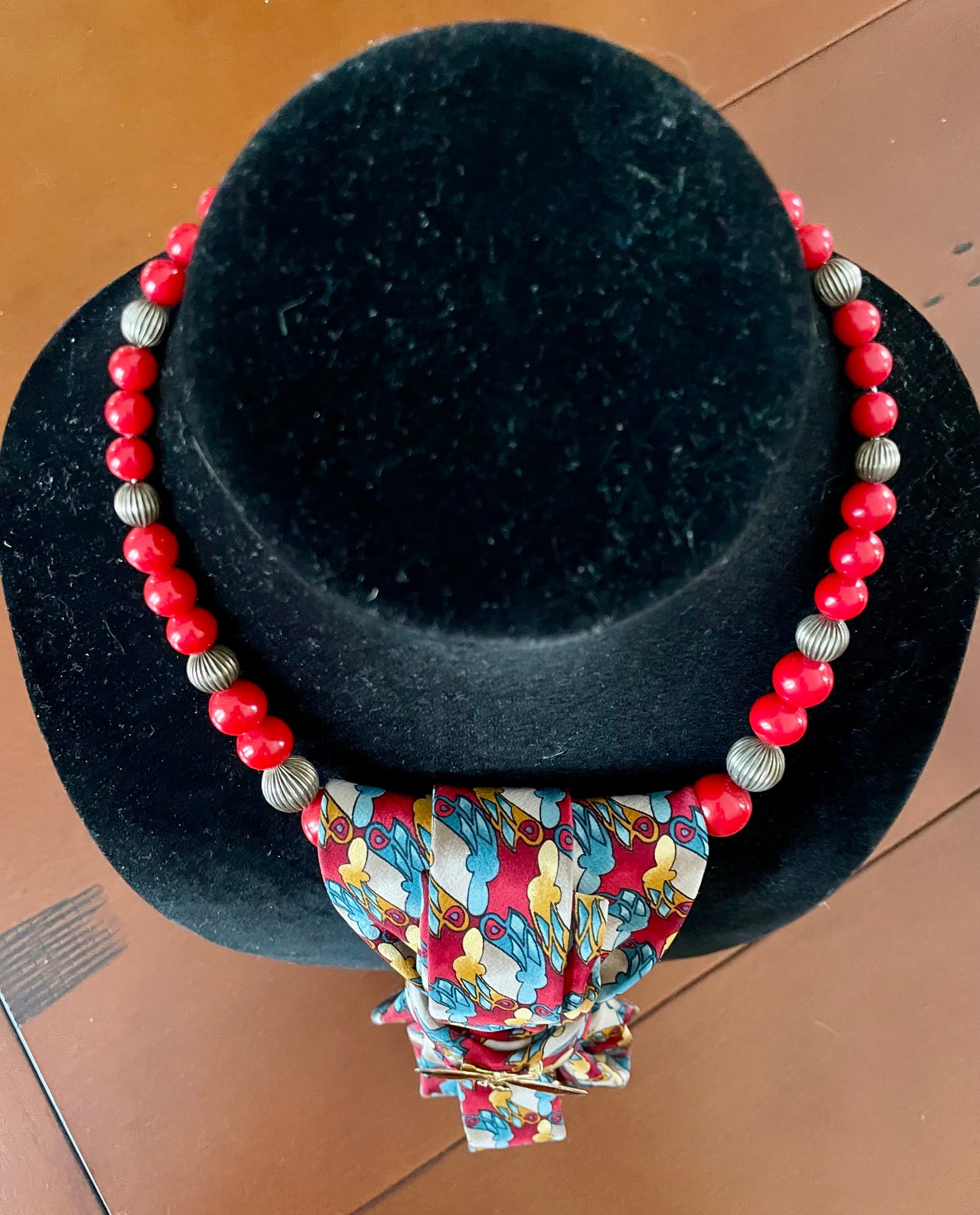 Fiery Red Butterfly necktie necklace