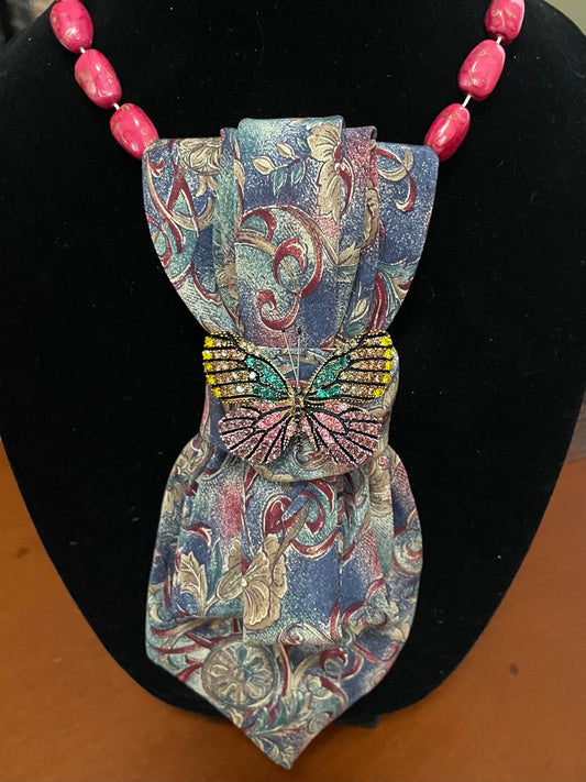 Pink Beautiful Butterfly Necktie Necklace!