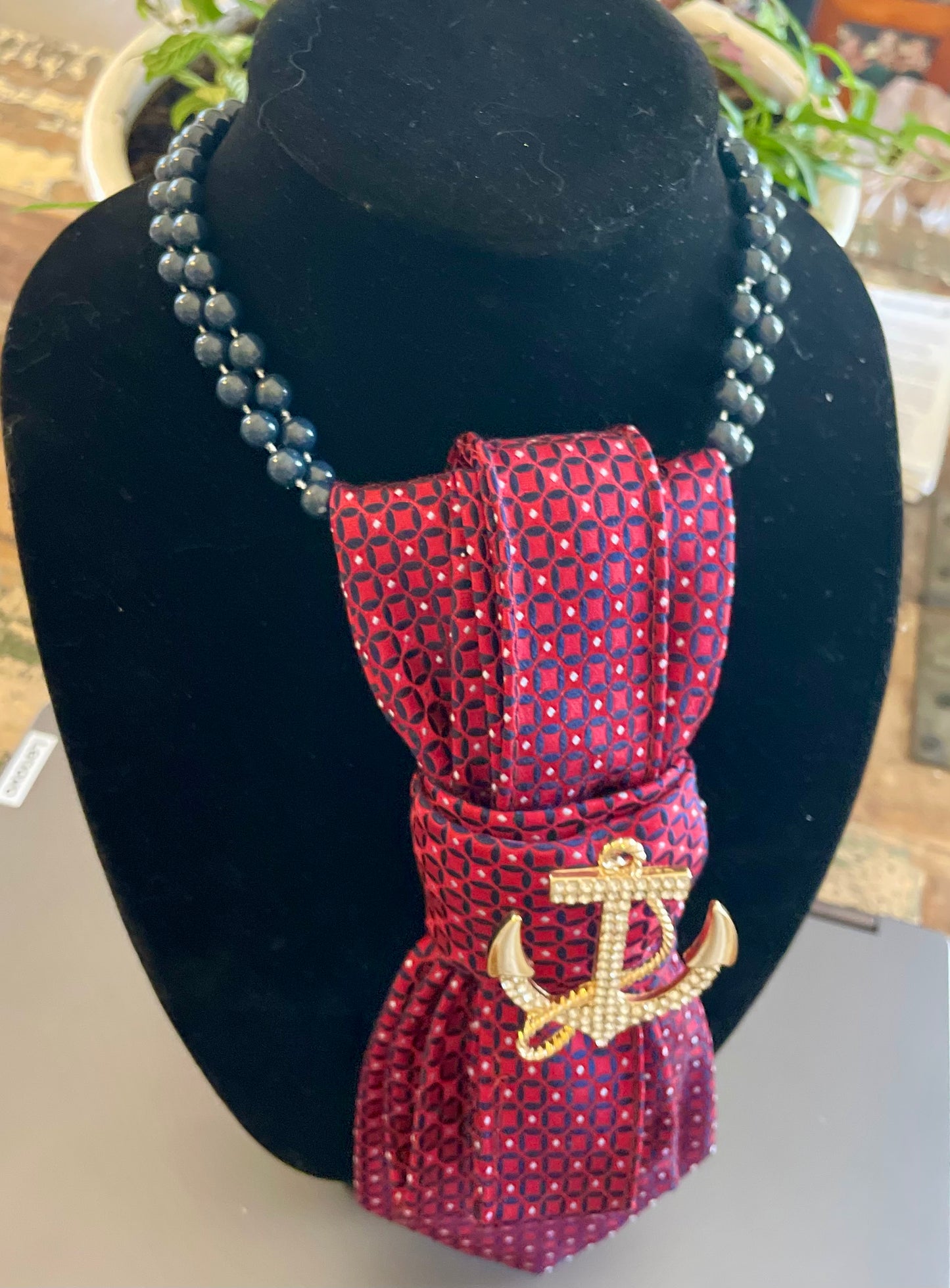“Anchors Away” Patriotic Necktie Necklace
