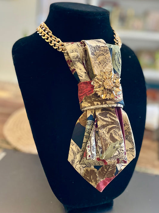 Golden Glitz Necktie Necklace
