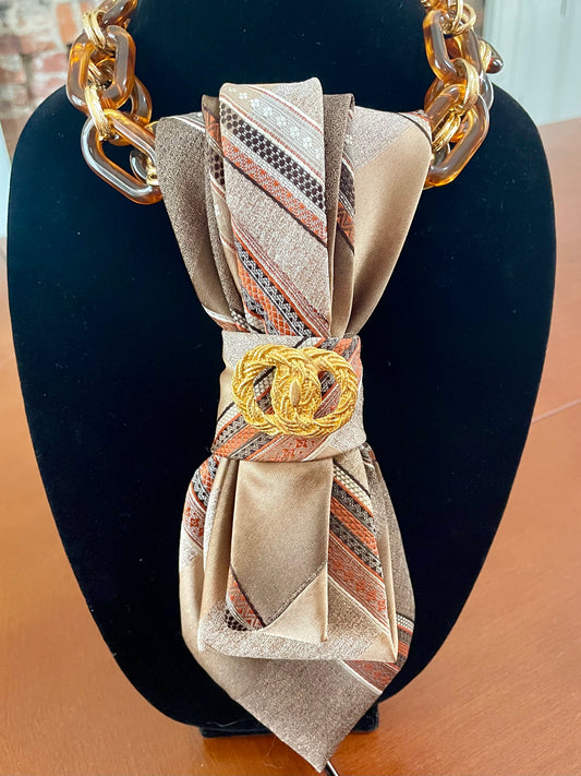 Brown Wembley Vintage Necktie Necklace