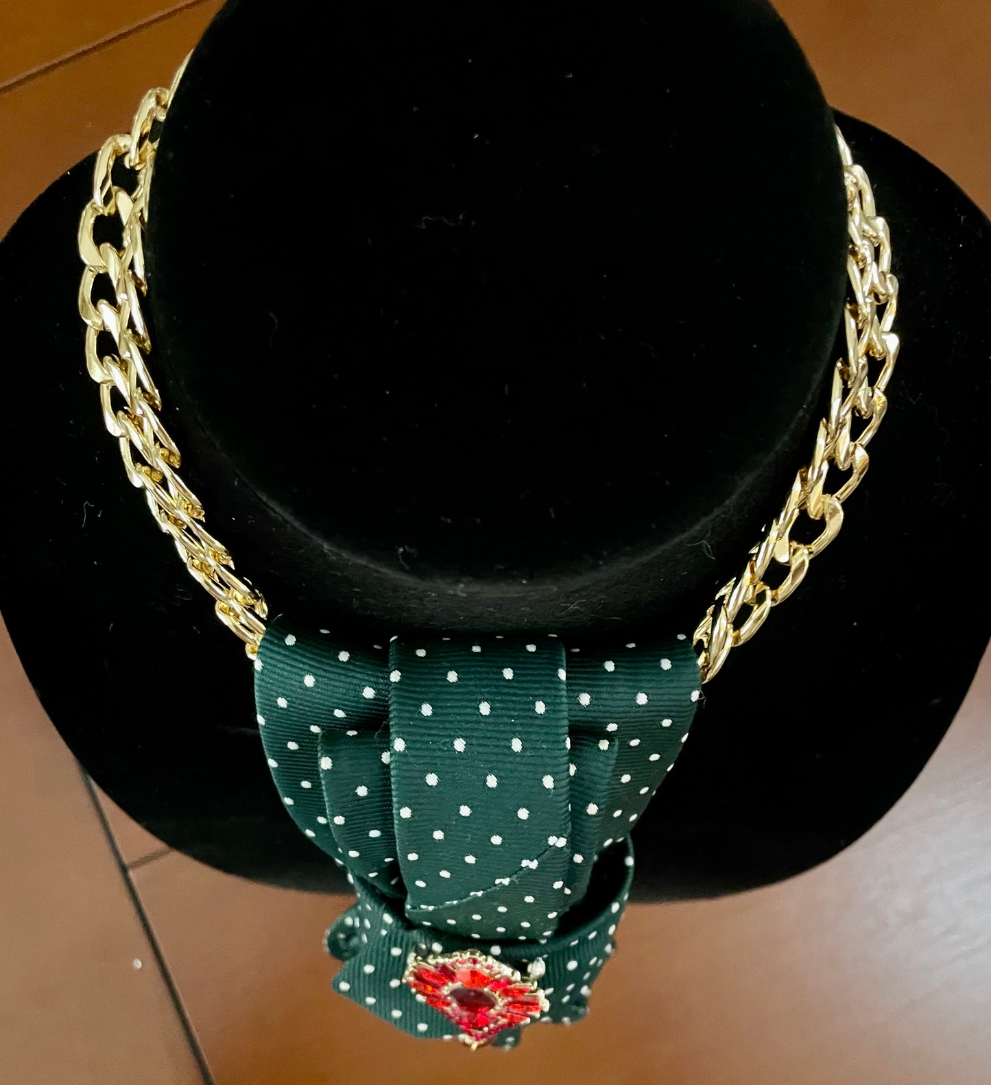 Traditional Glitzy Christmas Necktie Necklace
