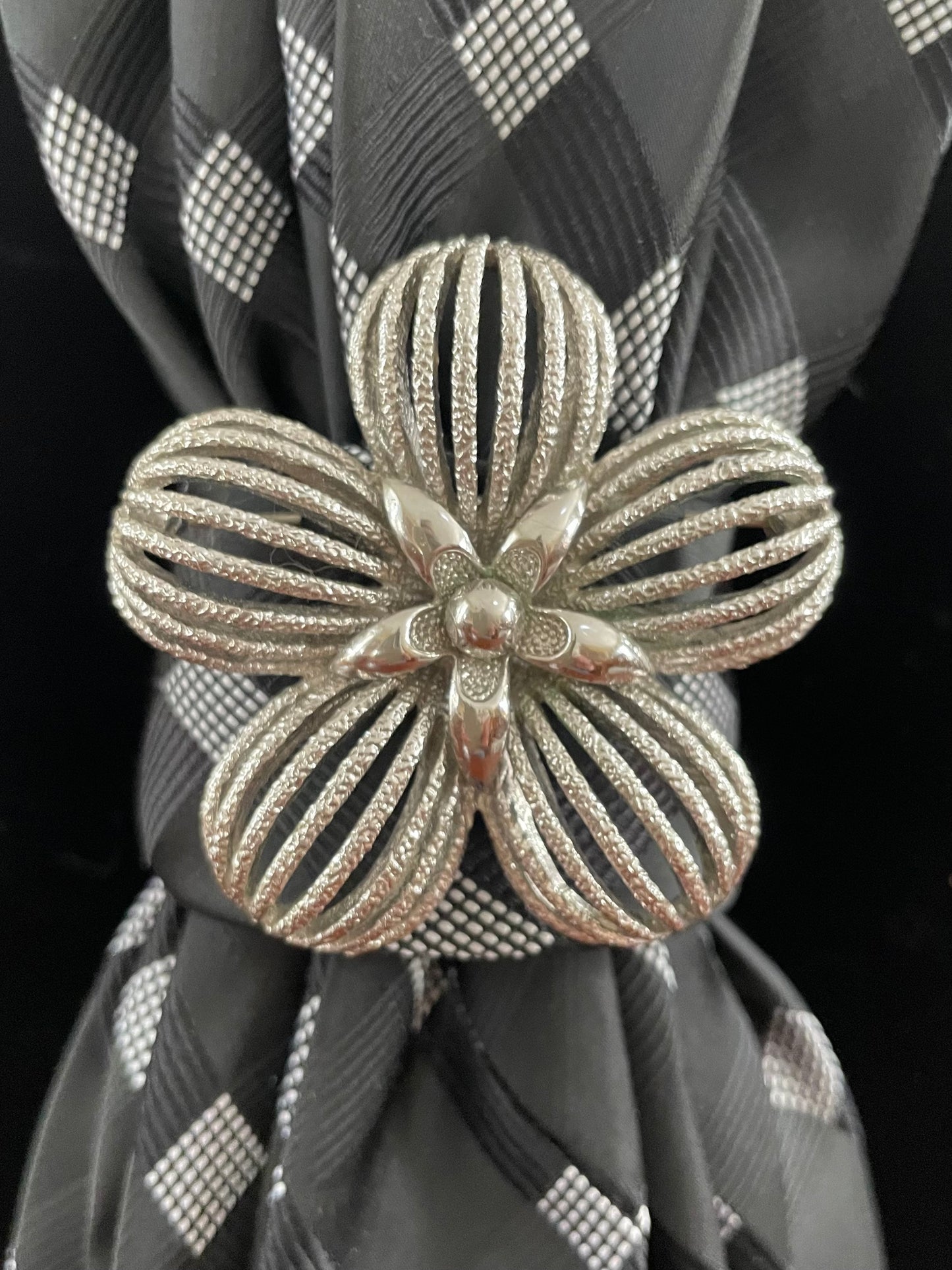 Black & Silver Versatile Vintage necktie necklace