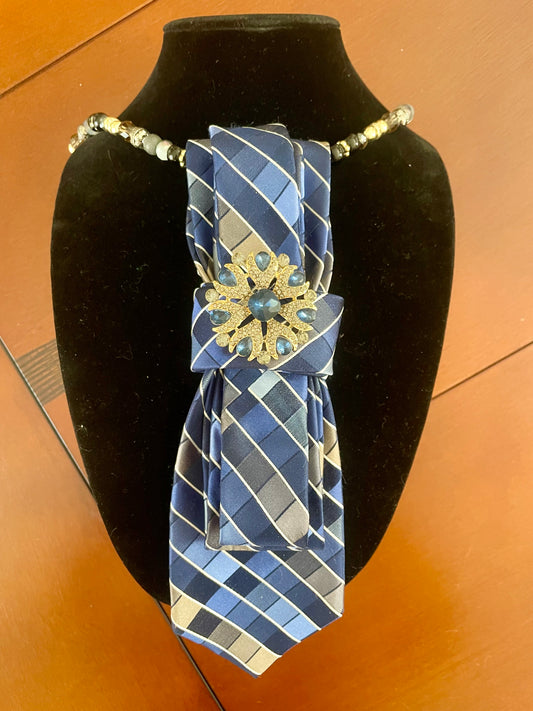 Striped Blue Beauty! Necktie Necklace