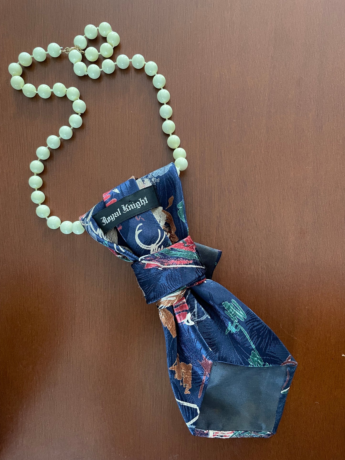 Triple Vintage Swan Necktie Necklace