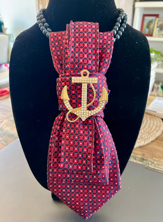 “Anchors Away” Patriotic Necktie Necklace