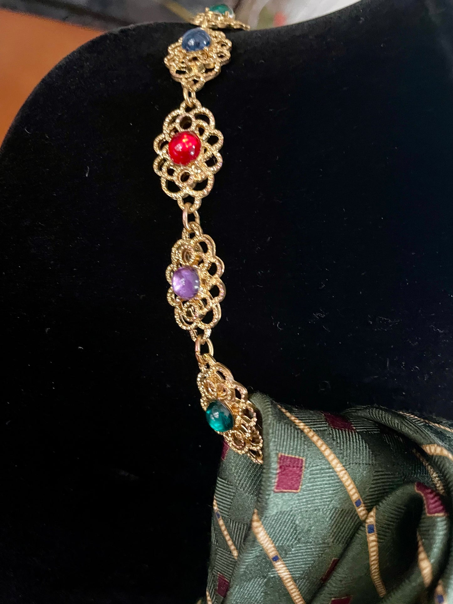 Jeweled Preppy Holiday Necktie Necklace