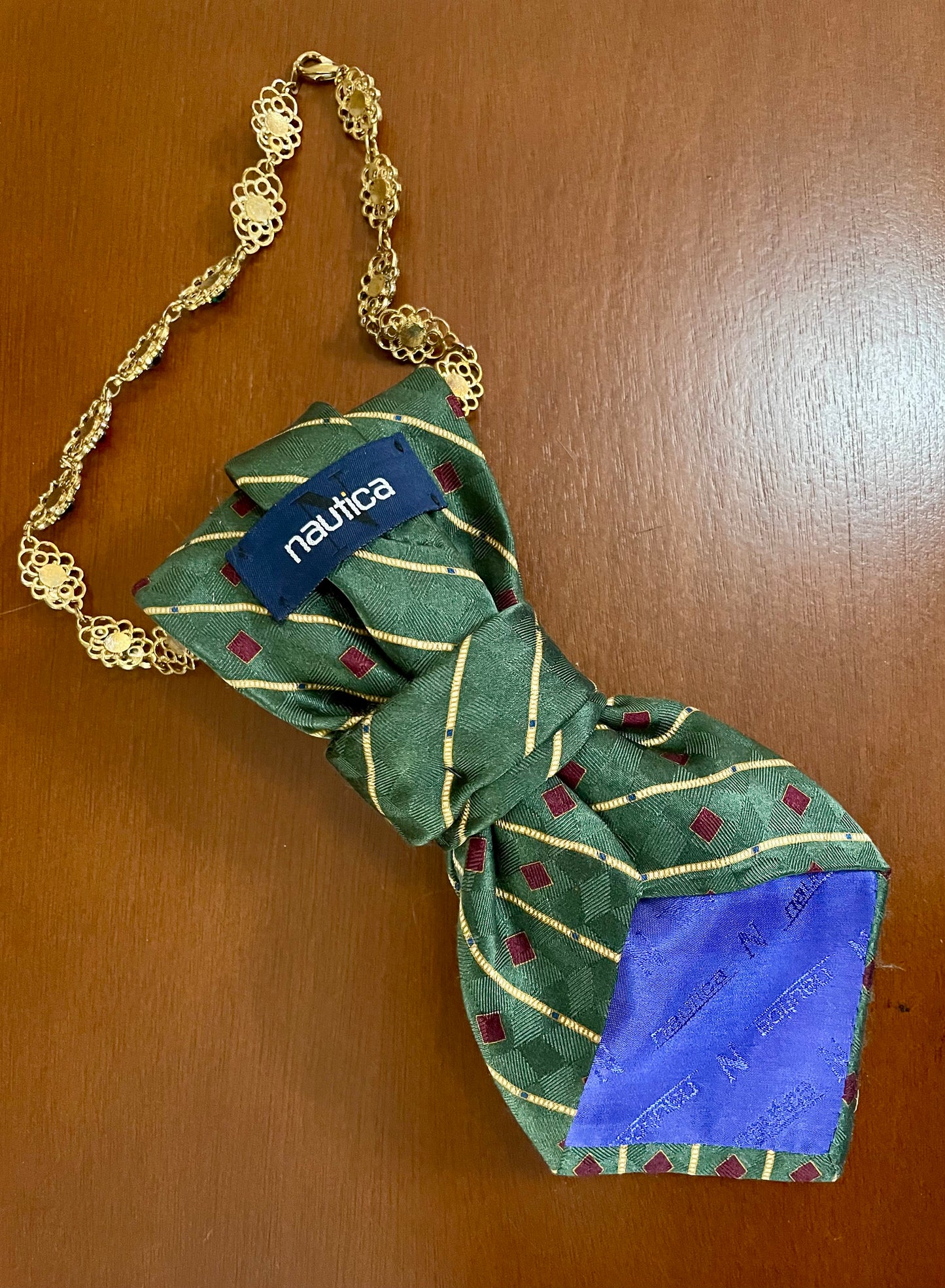 Jeweled Preppy Holiday Necktie Necklace