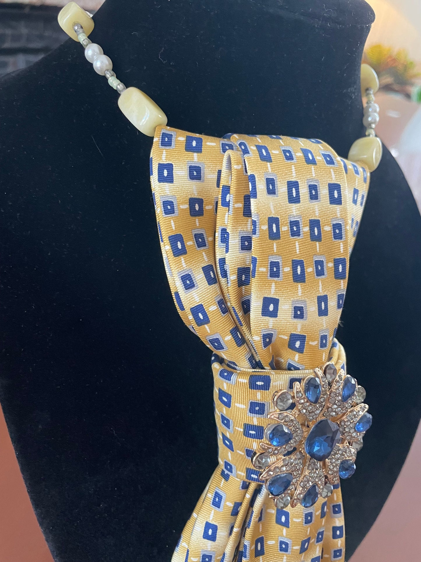 Yellow and Blue for YOU Necktie Necklace